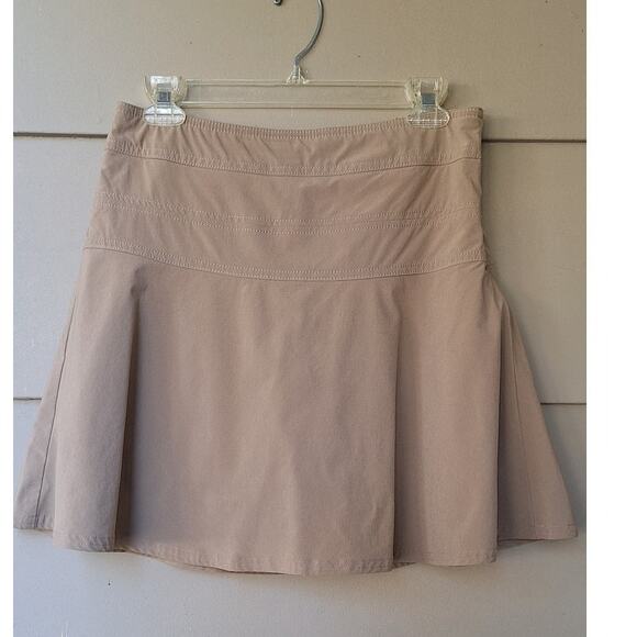 ATHLETA Tan Skort Tennis Mini Skirt Pickle Ball Pocket Athleisure Stretch Sz 6 - Picture 1 of 8